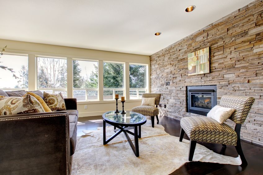 stone wall decor living room